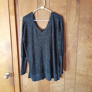 Topshop Women's Black Sparkly Long Sleeve Top Size 8